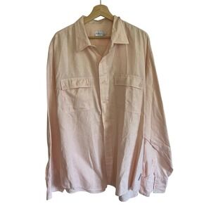 VTG Calvin Klein Light Pink Linen Button Up Long Sleeve Shirt Men's XL/ XXL
